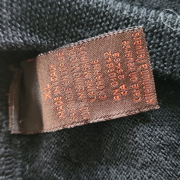 Mens Sleeveless Knitwear 100% Merino Wool Black V Neck Sweater XL - Picture 6 of 7